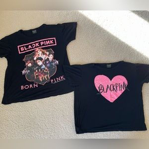 Lot of 2- women’s T-shirts tops black pink - size XS/ S- EUC